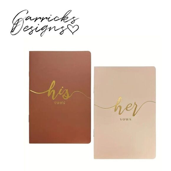 COPY - His and Her Wedding Vow Book Set Green and White - Picture 1 of 7